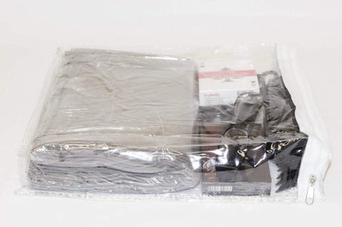 10 Pack Clear Vinyl Zippered Storage Bags With Display Pocket, 9 x 11 x 2 Inches, showing organized linens and crafts inside.