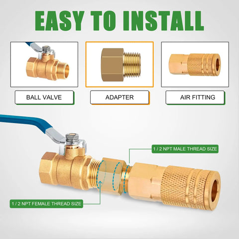 Brass Pipe Fittings Kit 5 Piece Half Inch NPT Male To Half Inch NPT Female Adapter Extensions, plumbing installation diagram