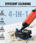 Lightweight Pro Grade Commercial Floor Scrubber With 360 Degree Rotating Head And Dual Brush System in use, cleaning floor