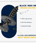 5/16 X 1-1/2 Inch Lag Screw Kit With 50 Heavy Hitter Hex Bolts And Flat Washers, featuring black ceramic coating and USS flat washers.