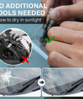 Lyseemin Glass Fix Guard 2025 Windshield Crack Repair Formula and Kit being applied to a car windshield with close-up view