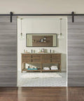 Sliding Double Barn Doors 84x96 With 14ft Rails Hangers Stops Hardware Set For Modern Solid Panel Interior Door Ginger Ash Style