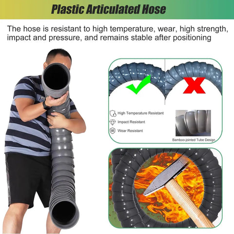 Person holding Adjustable Multi Position Exhaust Arm with Hood for Welding Fume Extraction, showing flexibility and resistance features.