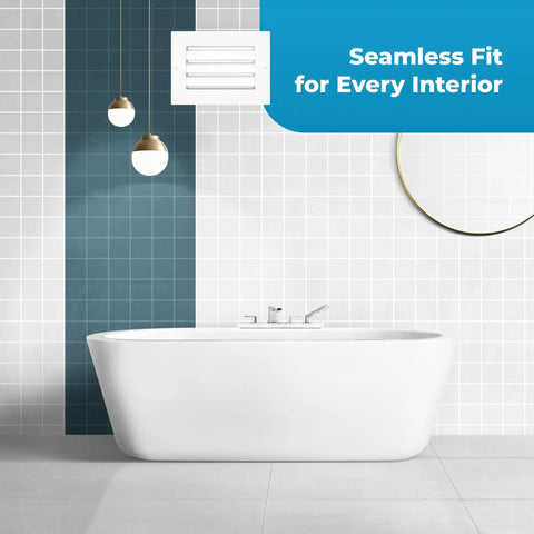 Aluminum Vent Cover 24 By 24 Inches Quiet Return Air Grille For Wall Or Ceiling displayed in modern bathroom setting.