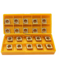 Carbide turning inserts CCMT09T304/CCMT32.51, 20 pcs in yellow plastic storage case