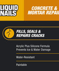 Heavy Duty Concrete And Mortar Repair Adhesive For Plugging Deep Cracks And Patching Blown Out Masonry Indoors Or On The Driveway Pro Grade Water Resistant All Weather Formula 10 3 Oz Tube product features on a label