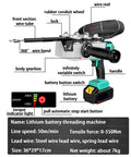 Portable Automatic Wire Threader For Wall Electrical Cabling, features 360° wire bend, infinitely variable switch and lithium battery.