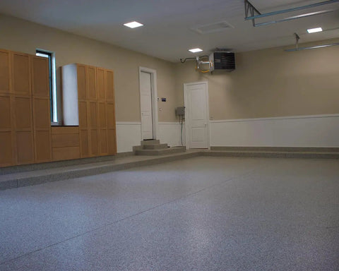 High Solids Polyaspartic Topcoat Kit 2 Gallons Clear Gloss Finish Easy 1 To 1 Mix Ratio UV Abrasion And Scratch Protection For Home And Industrial Floors Durable Smooth Application Long Lasting Shine on garage floor