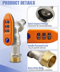 Upgraded Outdoor Faucet Lockout System With Password Lock Gate Valve Integrated Orange Brass Handle Anti Theft Water Shutoff