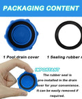 Heavy Duty Drain Valve Cap Replacement For Bestway And Coleman Above Ground Pools Blue 2 Pack Durable Engineering Plastic Fits P01006 And P6H1158 Valve Replacements Keeps Leaks At Bay with pool drain cover and sealing rubber ring packaging content.