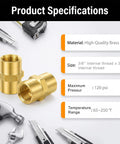 Heavy Duty 1/4 Inch NPT Female To Female Brass Hex Coupler Pipe Fitting 8 Pack Air Hose Adapter, specifications with details.