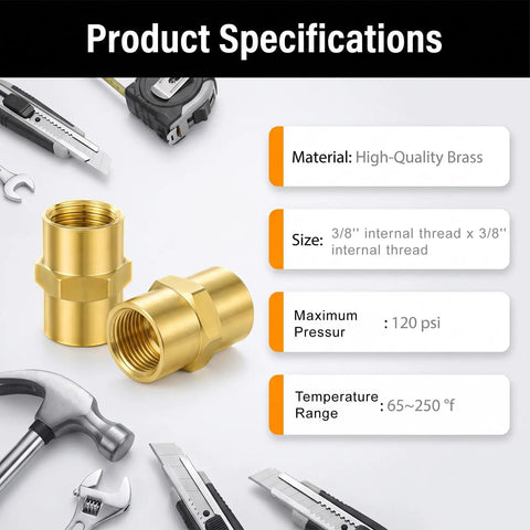 Heavy Duty 1/4 Inch NPT Female To Female Brass Hex Coupler Pipe Fitting 8 Pack Air Hose Adapter, specifications with details.