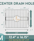 Badass Heavy Duty 304 Stainless Steel Sink Protector Grid 12.4 x 16.15 inches with center drain hole design for effective drainage.