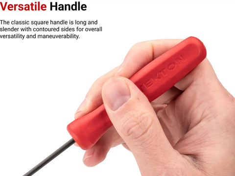 Red handle of USA Five Piece Pick And Hook Set For Precision Mechanical Work Includes Straight 45 Degree Bent And 90 Degree Picks.