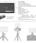 Specs of Portable RGB LED Video Light Panel For Cameras 0 To 360 Degree Color Range 2500K To 9000K 95 Plus CRI Rechargeable 3100mAh