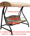 Replacement Swing Canopy Top Cover 420D Fabric All Weather UV Waterproof Beige Durable Tear Resistant Shield shown on swing frame