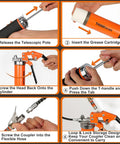 Step-by-step assembly and usage of the 8000 PSI Pistol Grip Grease Gun Kit With Adjustable Pressure Beefed-Up Heavy Duty Pro Grade Tool