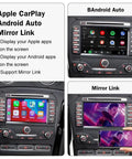 Wireless CarPlay And Android Auto Retrofit Kit Decoder For Ford 2013 2015 With Sync2 8 Inch LCD Screen showing app interfaces