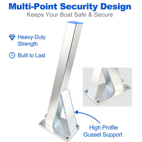 Heavy Duty Marine Trailer Winch Stand With U Bolts For Saltwater Toughness, 4mm Hot Dip Galvanized Steel That Wont Rust, Rustproof Winch Mount Fits 3 Inch Wide By 3 To 4 Inch High Trailer Tongues For Fishing Boats Jet Skis Sailboats, side view with gusset support
