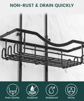 Must Have Overhead Shower Organizer With Adjustable Height Rustproof Caddy With Hooks And Soap Holder, black finish