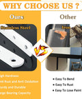 Comparison of Heavy Duty L Shelf Brackets Stainless Steel 5x3 Inch White Wall Corner Braces and iron brackets showing durability differences.