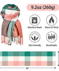 Cozy Mohair Style Winter Scarf For Women And Men Large Chunky Cashmere Feel Shawl Wrap 82.7 by 13.8 Inches With Tassels, multi-color.