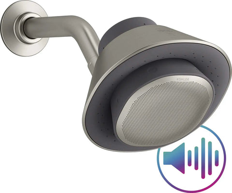 Moxie Showerhead With Built In Bluetooth Speaker, 1.75 GPM High Pressure Full Coverage Spray, IPX7 Waterproof, Vibrant Brushed Nickel Finish