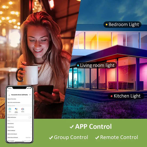 Smart WiFi RGB CW LED Bulbs 13W 1300LM 3 Pack Works With Alexa And Google Assistant 2700K To 6500K app control example