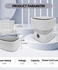 Collapsible Portable Washer With Fast Spin Cycle And 20L Capacity Built For Dorms Apartments Road Trippin Or Tailgate Gear Easy Snap Fold Design For Lazy Sundays Gray product dimensions and features.