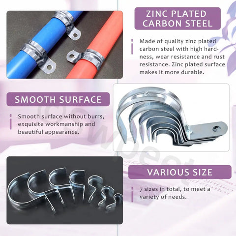 30 Pack 1-1/2 Inch Zinc Plated EMT Pipe Straps One Hole Kit With U Bracket Snap On Tube Clamps display