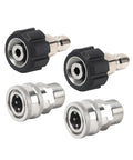 Built Tough Stainless Steel Pressure Washer Quick Connect Kit Four Pack M22 To Fourteen Millimeter Male To Three Eighths Inch Quick Connect Couplers Swivel Adapters For Power Washer Hose And Gun
