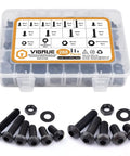 288 Piece Metric Fastener Kit With M6 M8 Button Head Hex Socket Cap Screws Bolts Nuts And Washers In Grade 10 9 Alloy Steel