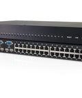 Top Tier 32 Port KVM Switch Gives Two Tech Pros Straight Shot At Server Control sleek black rackmount design with ports for keyboard mouse video.
