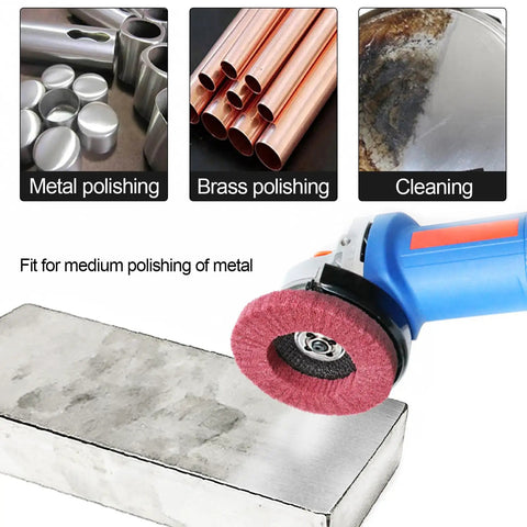 15-Piece Nylon Fiber Flap Disc Set For Angle Grinder, 4.5 By 0.875 Inch Buffing And Polishing Wheels in use on metal surface