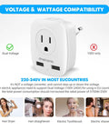 3 Pack European Travel Plug Adapter With Dual USB Ports And Two US Outlets, 4 In 1 Type C Power Converter for appliances in EU.