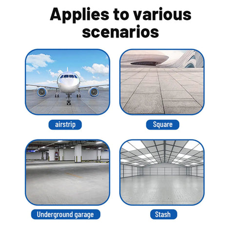 Heavy Duty Liquid Concrete Crack Filler and Waterproof Sealant for Basements Roofs and Pool Projects Quick Setting Formula shown in various application scenarios.