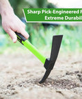 15 Inch Garden Hoe With Non Slip Ergonomic Handle Built To Last Durable Carbon Steel Tool For Flower Beds Weeding And Yard Work Comfortable Grip For Easy Gardening Tasks being used in soil
