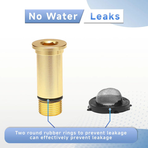 Pressure Washer Water Inlet Fitting Three Quarter Inch Female To Three Eighth Inch Male Quick Swap Replacement For Simpson Cleaning 7110166 Gold 2 Pack Pro Grade Easy Install Durable Build showing gold fitting and screen filter.