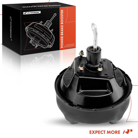 Heavy Duty Vacuum Brake Booster For Ford Bronco F100 F150 F250 Pickup 1980 1983, black steel single diaphragm with mounting.