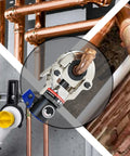 Hydraulic Copper Tube Fitting Crimp Tool With Half Inch, Three Quarter Inch And One Inch Jaw for Propress Piping in use.