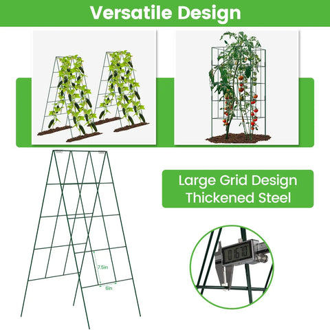 Foldable Cucumber Trellis 2 Pack A Frame Garden Support for climbing plants, 46 inch long by 18 inch wide steel frame with green powder coat.