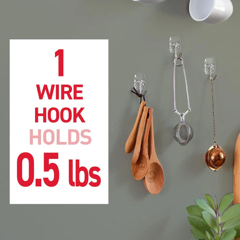 Clear Small Wire Toggle Hooks Set With 10 Wall Hooks And 12 Adhesive Strips, Damage-Free Hanging With No Holes, Holds Up To 0.5 Lb, Great For Organization, Storage And Quick Hangups