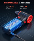 F5S 180000 RPM Cordless Air Duster With Brushless Motor Rechargeable electric blower on tech background