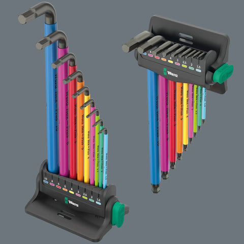 Hex Plus 9 Piece Metric L Key Set In Multicolor With Magnetic Clip Rack For Wall Or Table Mount Demagnetize And Magnetize Tool Tips BlackLaser Finish