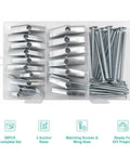 Badass Drywall Anchor Kit With Toggle Bolts And Screws Featuring A 28 Piece Three Size Assortment For Hollow Walls in storage box.