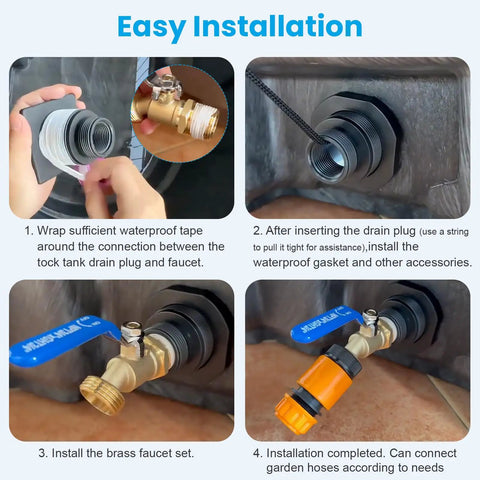 Drain Plug Kit For Stock Tanks That Fit Rubbermaid 50 70 100 150 And 300 Gallon Models, Brass Hose Faucet Connector Installation Guidance