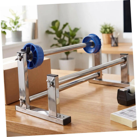 Manual Film Roll Holder For Cargo Wrapping, Lightweight Metal Plastic Unwinding Frame, Hand Operated Dispenser For Warehouse Storage on desk