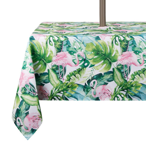 Outdoor 60 Inch Square Tablecloth With Umbrella Hole And Zipper Waterproof And Stain Resistant Polyester Patio Cover For Backyard BBQs Picnic Tables Easy Clean Fits Square And Round Tables