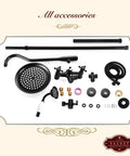 Oil Rubbed Bronze Shower Faucet Fixture With 8 Inch Rain Shower Head Dual Knob Control Triple Function Tub Spout 12 Inch Extension Included Durable Brass 3 In 1 Diverter Mixer Valve components