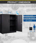 36 Inch Tall Metal Storage Cabinet With Lockable Doors And Adjustable Shelves Black Steel